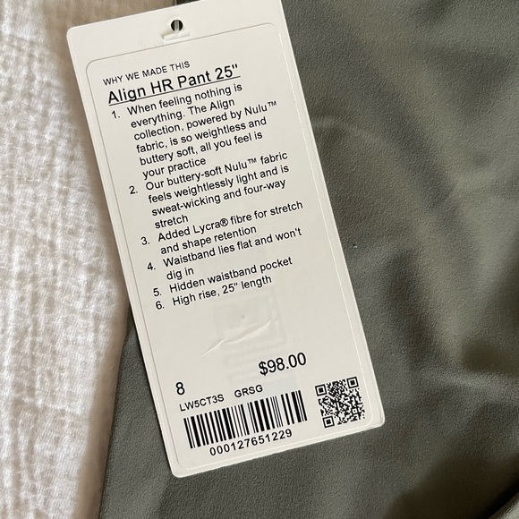 SOLD NWT lululemon Align 25” grey sage - Picture 4 of 6